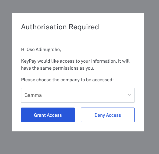 Grant Access button to authorize the integration