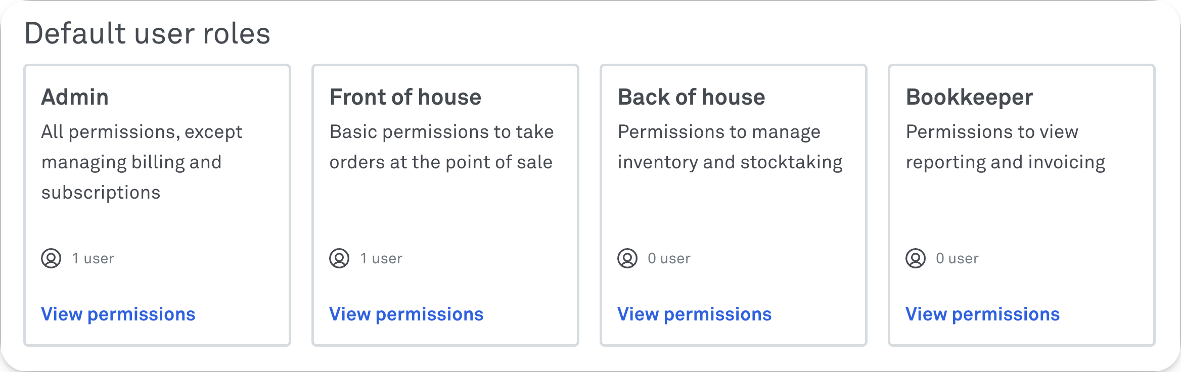 User Role Tiles Screenshot