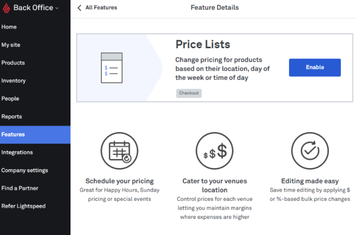Photo of Price List Enable Button