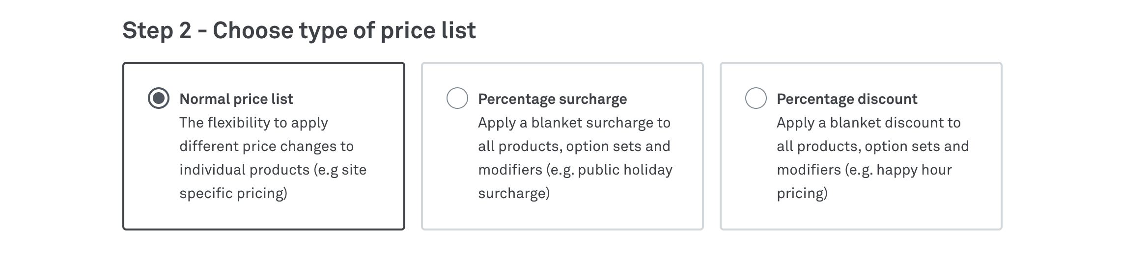 Normal Price List Photo