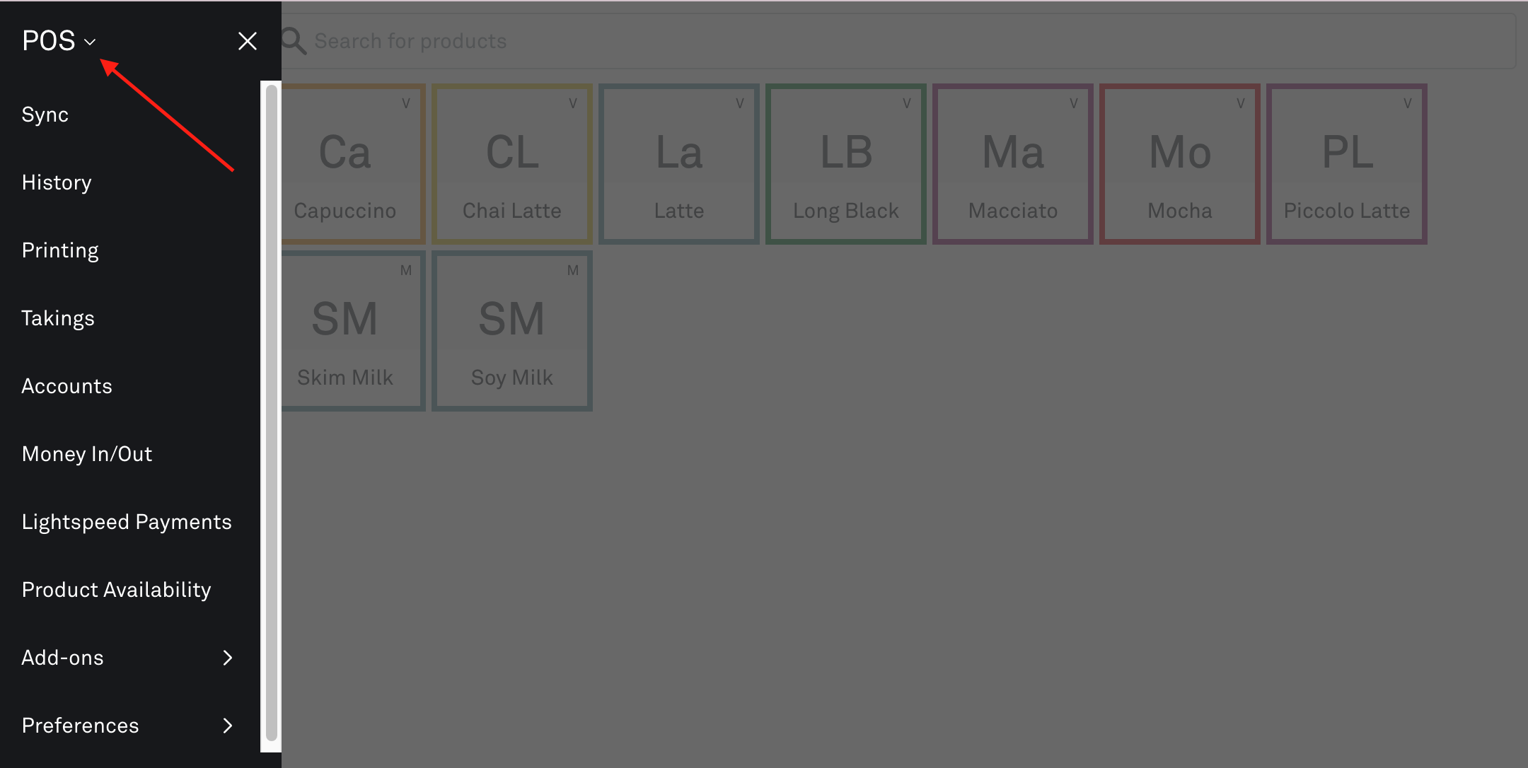 POS dropdown