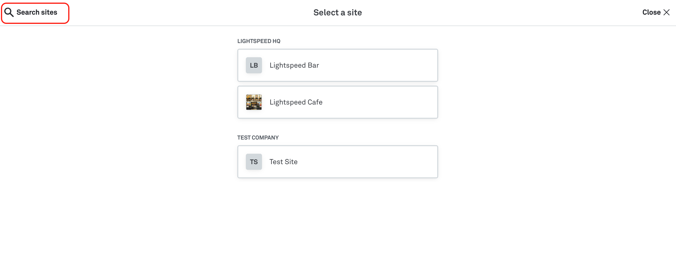 Location switcher search bar