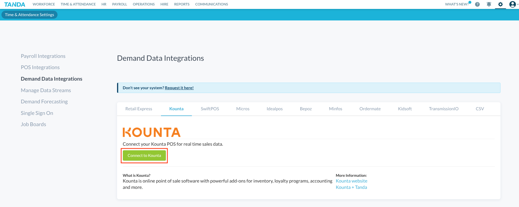 photo of Demand Data Integrations and Kounta Tanda page