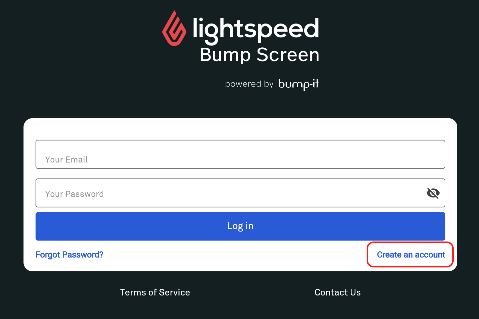 photo of bump screen account creation