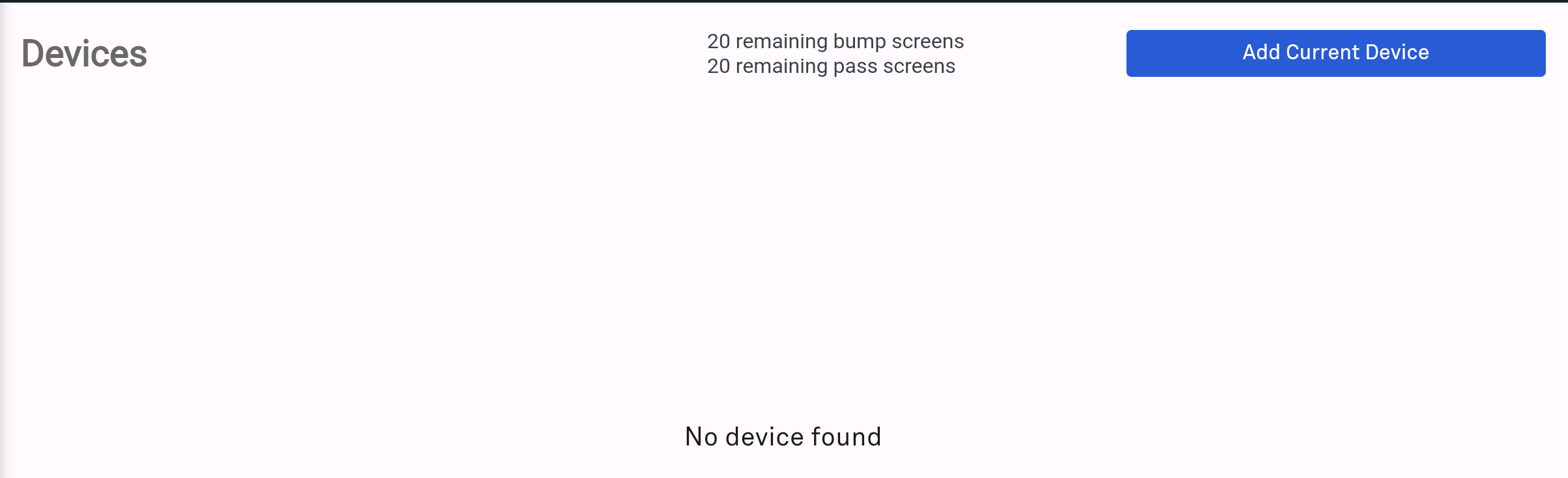 photo of add current device button for bump screen 