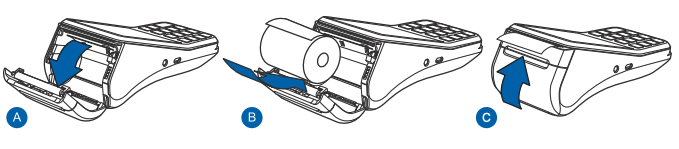 Inserting the receipt paper v400m