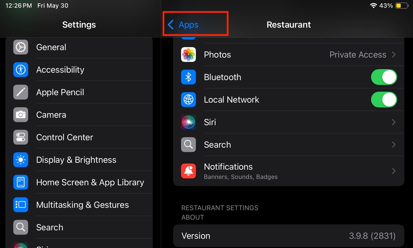 apps button iPad