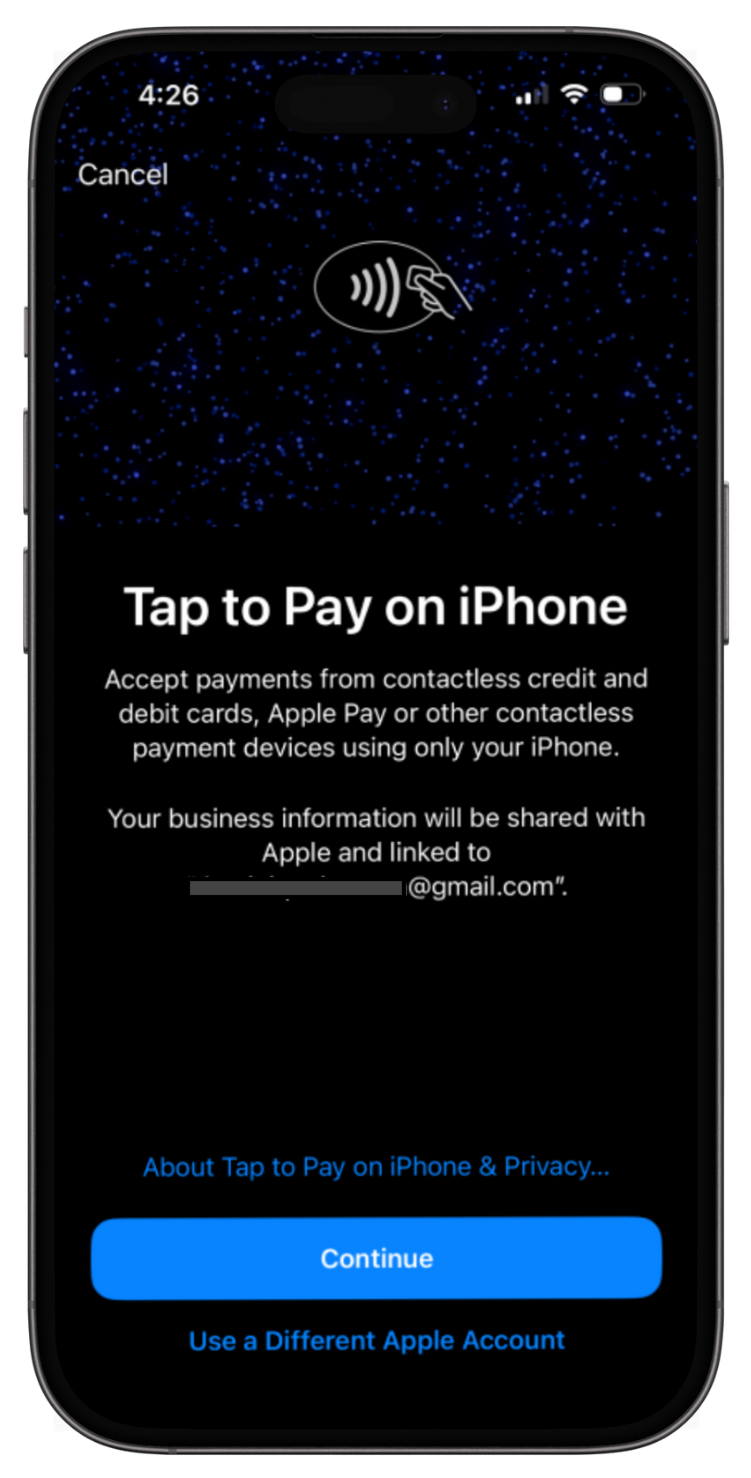 Tap to Pay on iPhone linking Apple ID