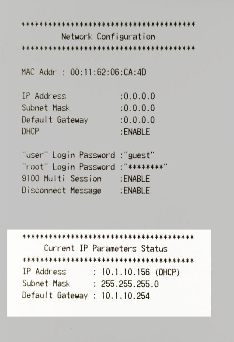 Star printer sample status sheet