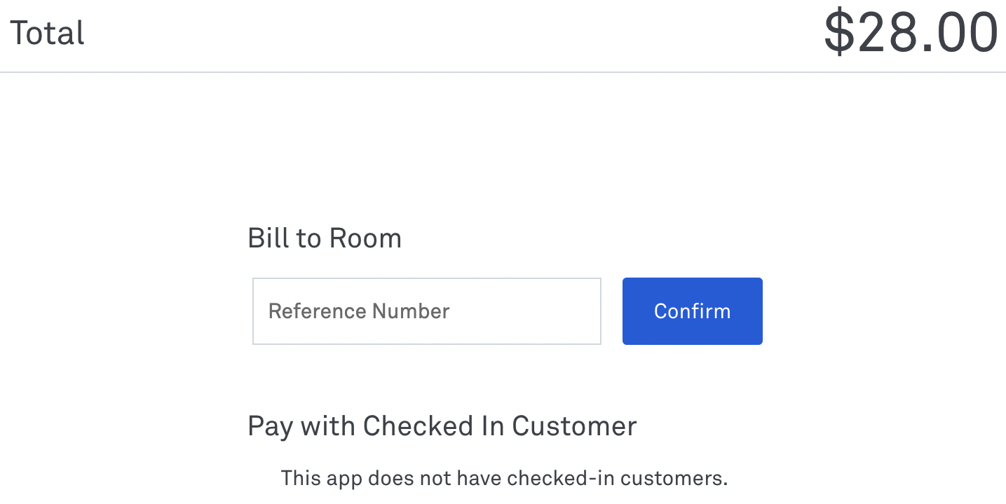 Bill to room checkout screen