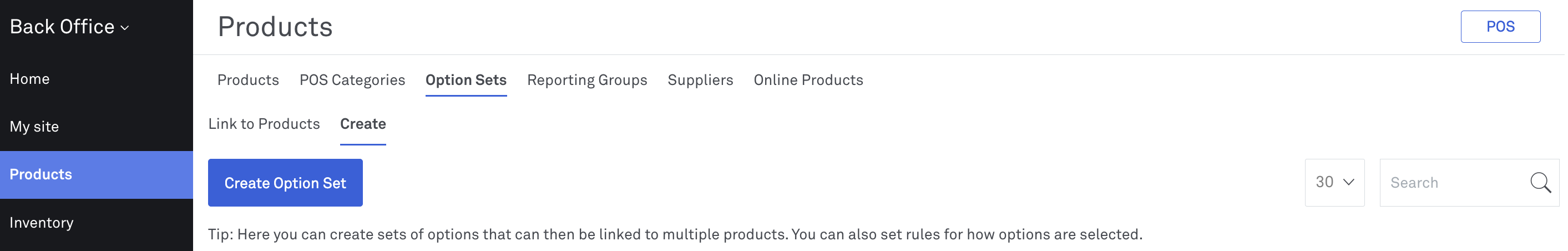 Create Option Set button