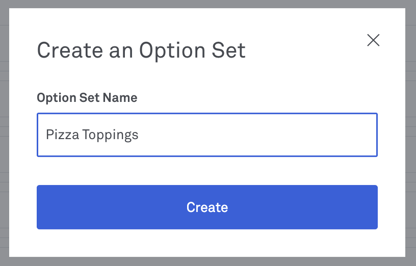 image of creating option set screen
