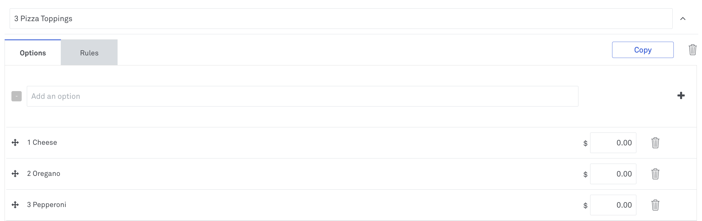 List of Option Sets