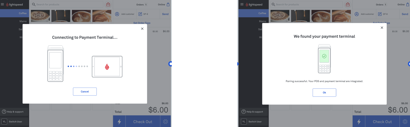 Connecting process screen lightspeed payments