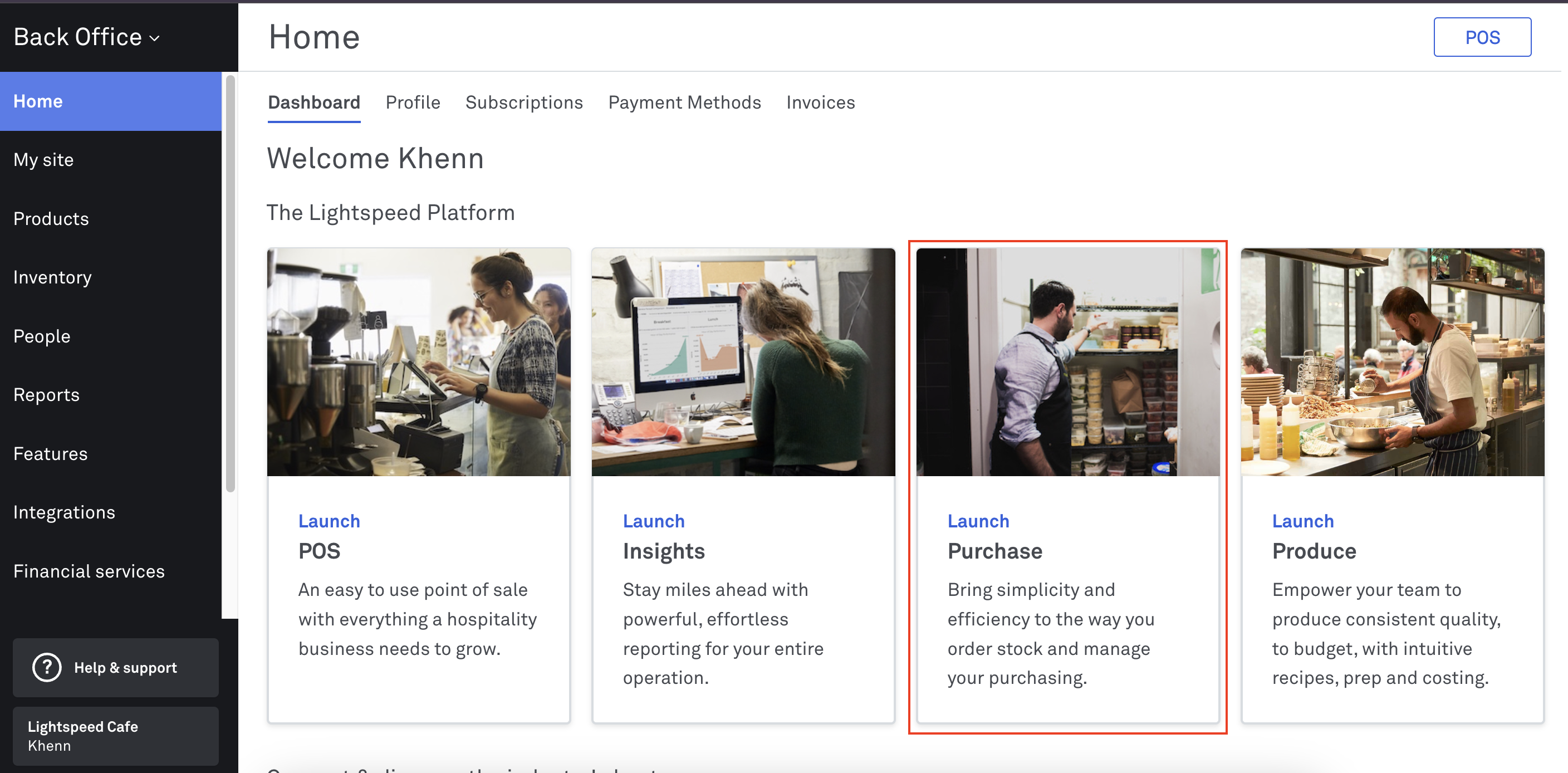 Purchase option in Back Office