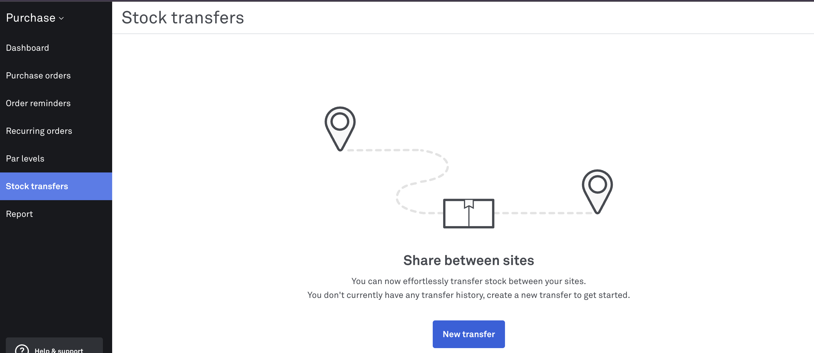 Stock transfers option in Purchase