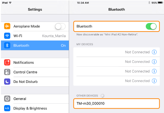iPad Bluetooth screen