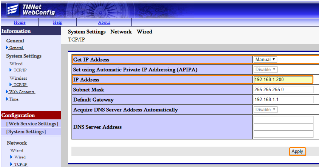 Intelligent printer IP address section
