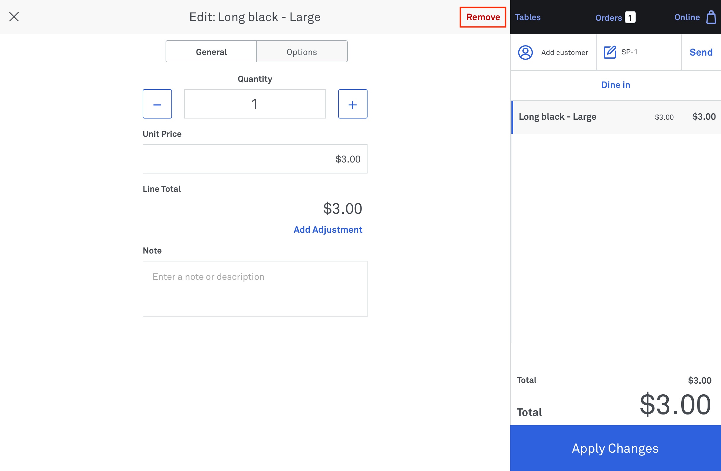image of product edit screen highlighting the remove button