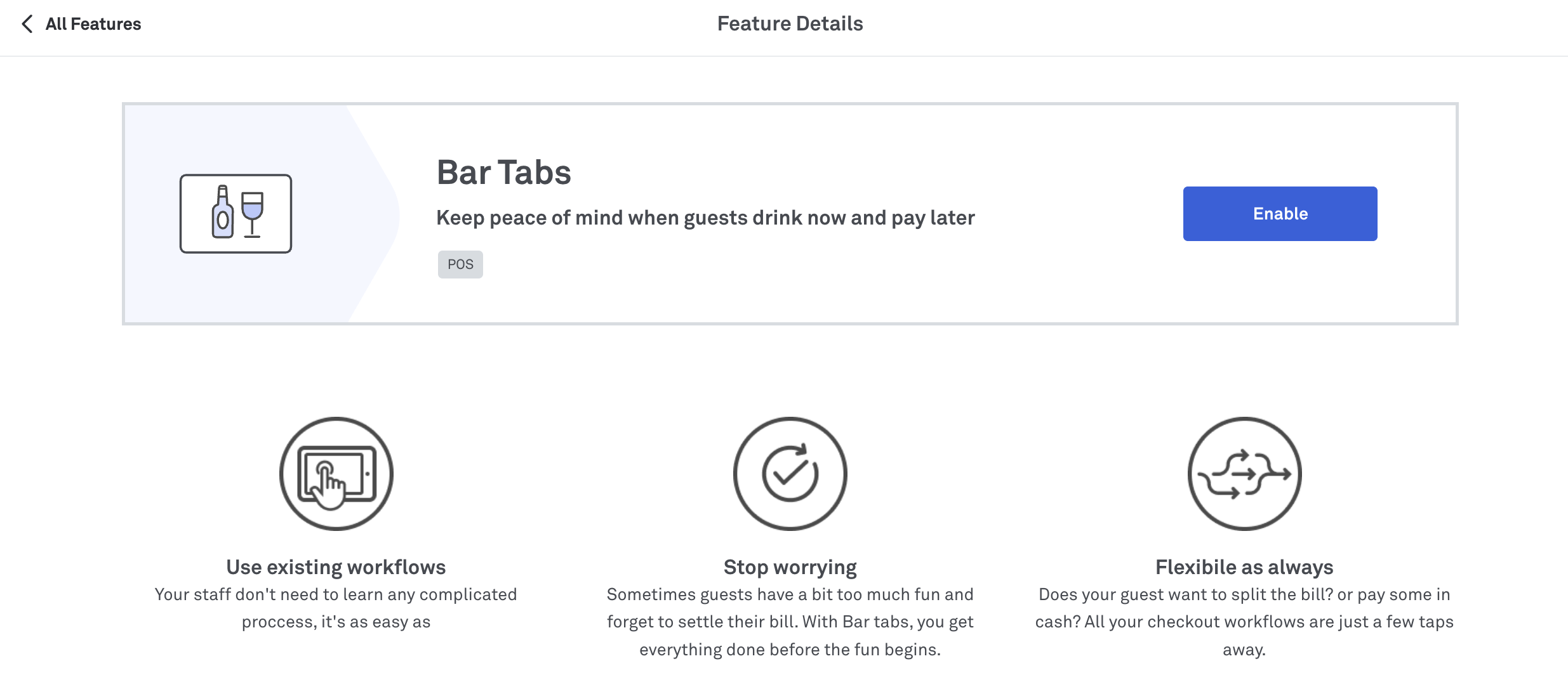 Bar Tabs enable button