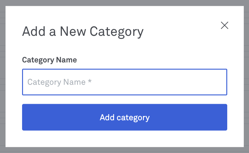 image of add category screen in Back Office