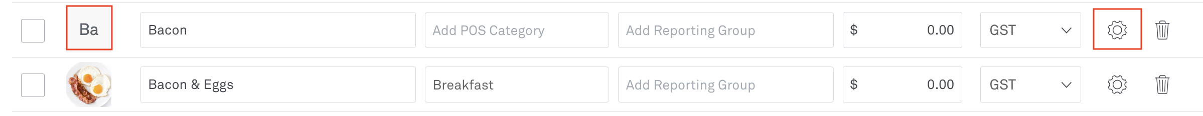 product list in Back Office
