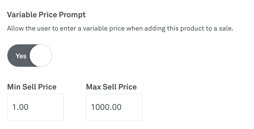 Variable Price Prompt in Back Office
