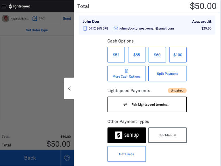 checkout screen with available payment methods_add credit