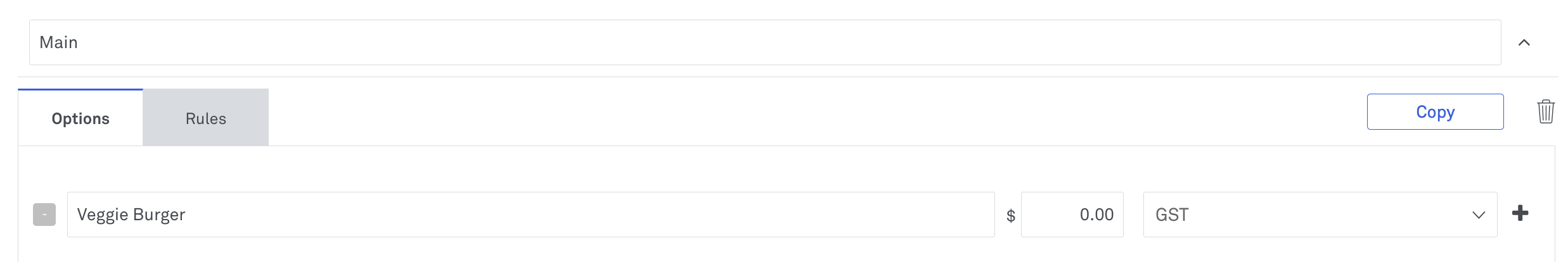 Add option screen 