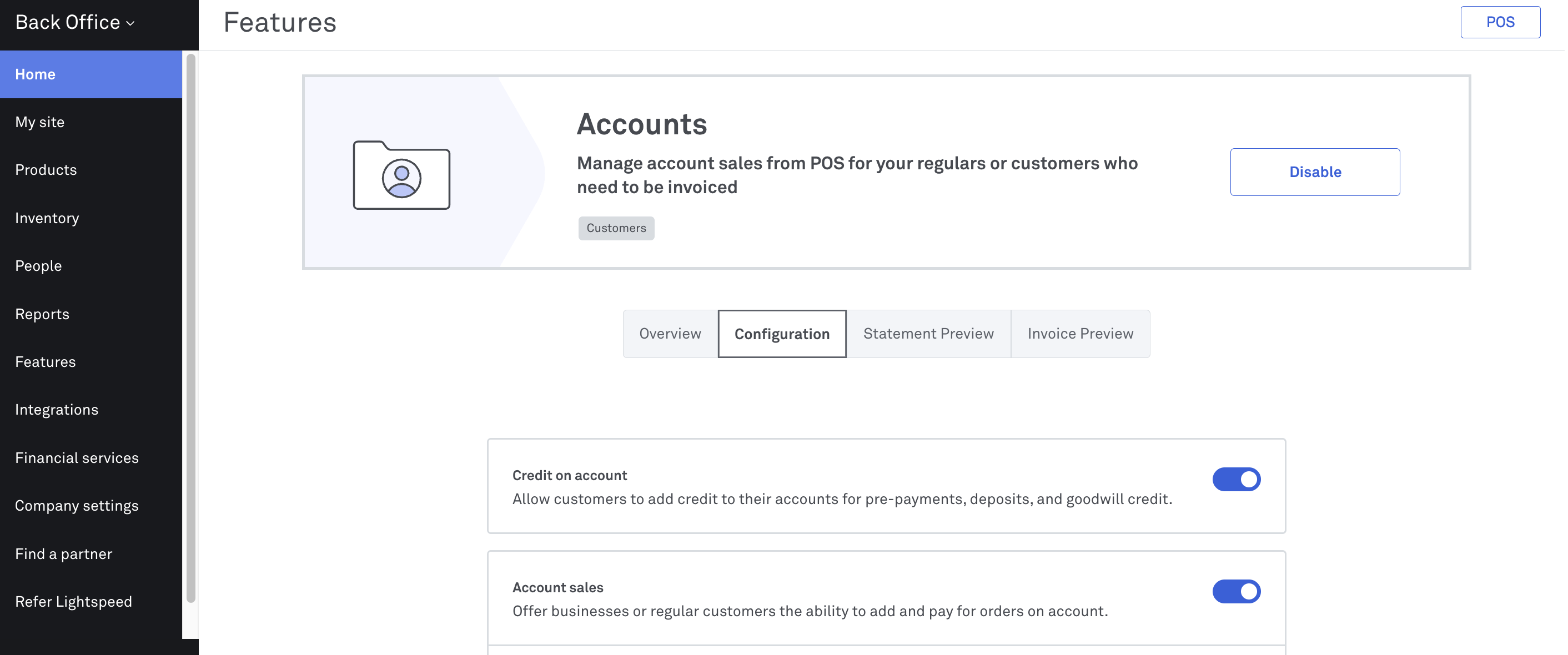 credit on account_Back Office