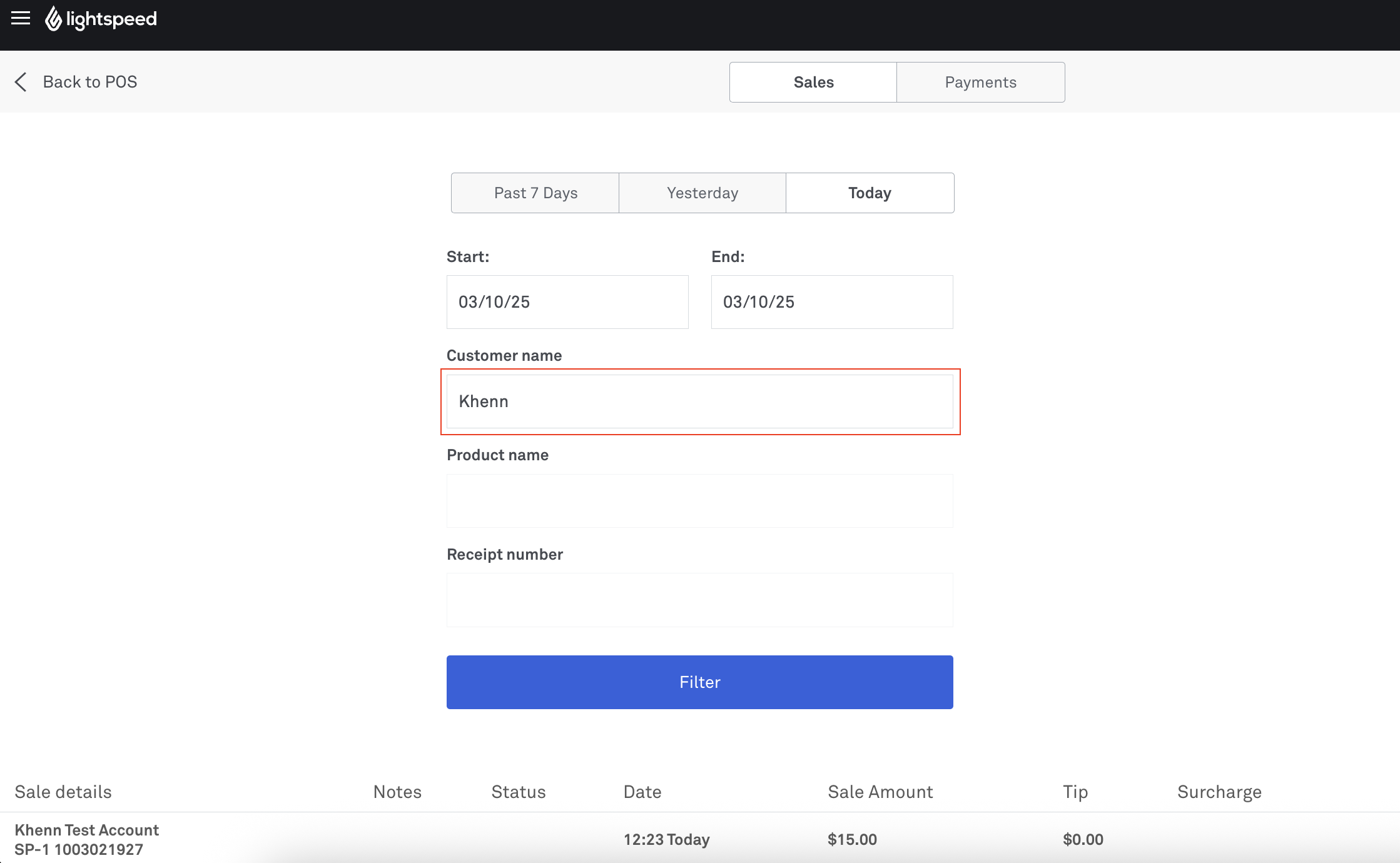 Customer history search_POS