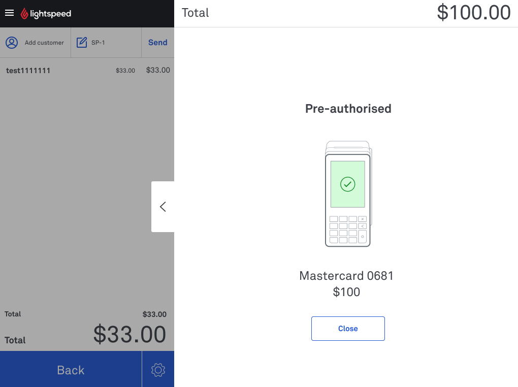 LSP Bar tabs Preauthorised screen