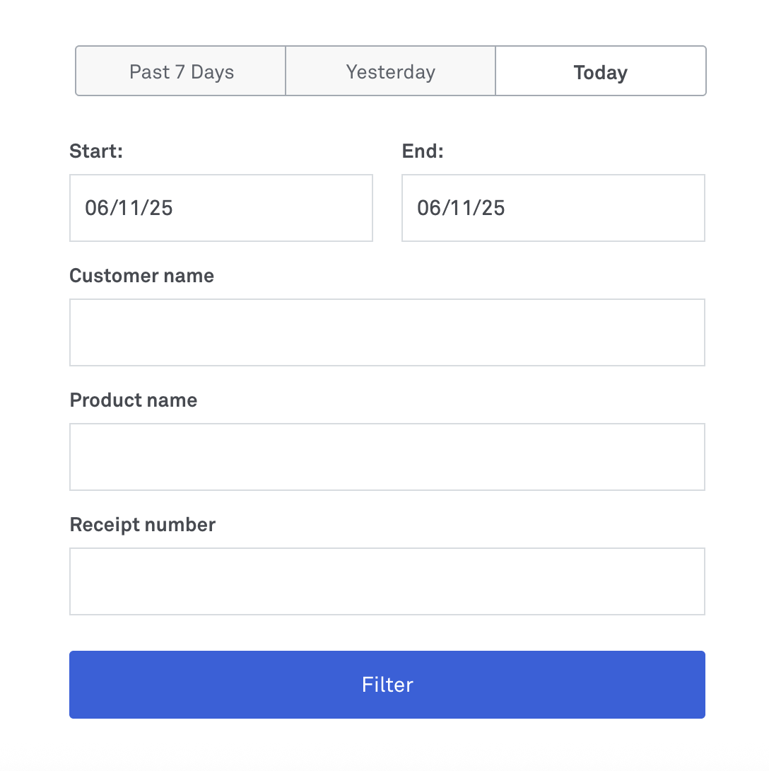 Sales history search filter_POS