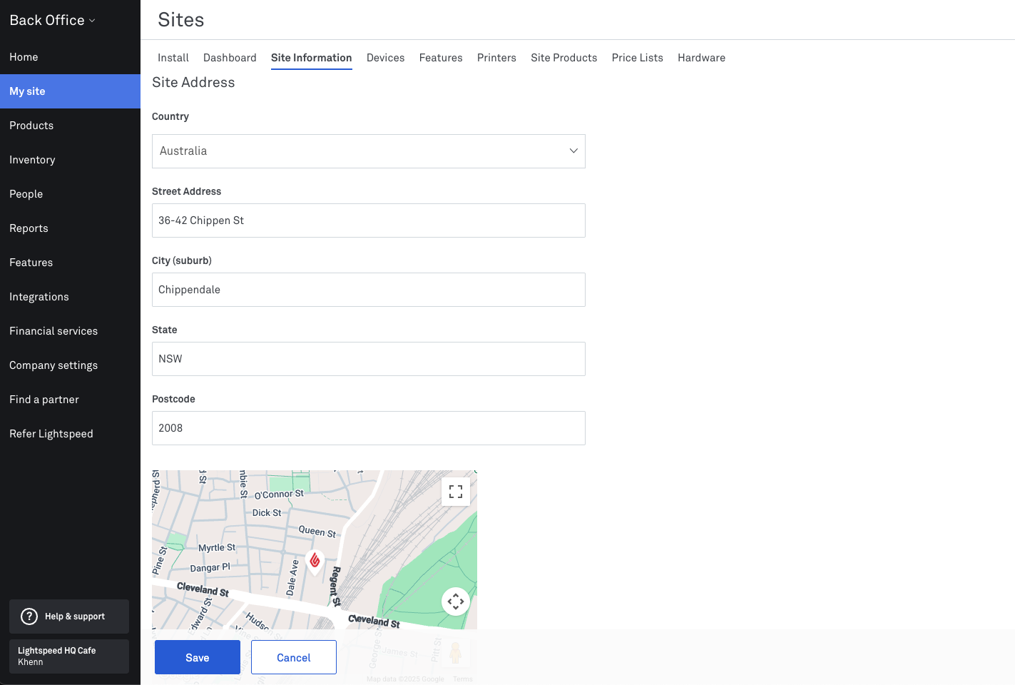 Site address_Back Office