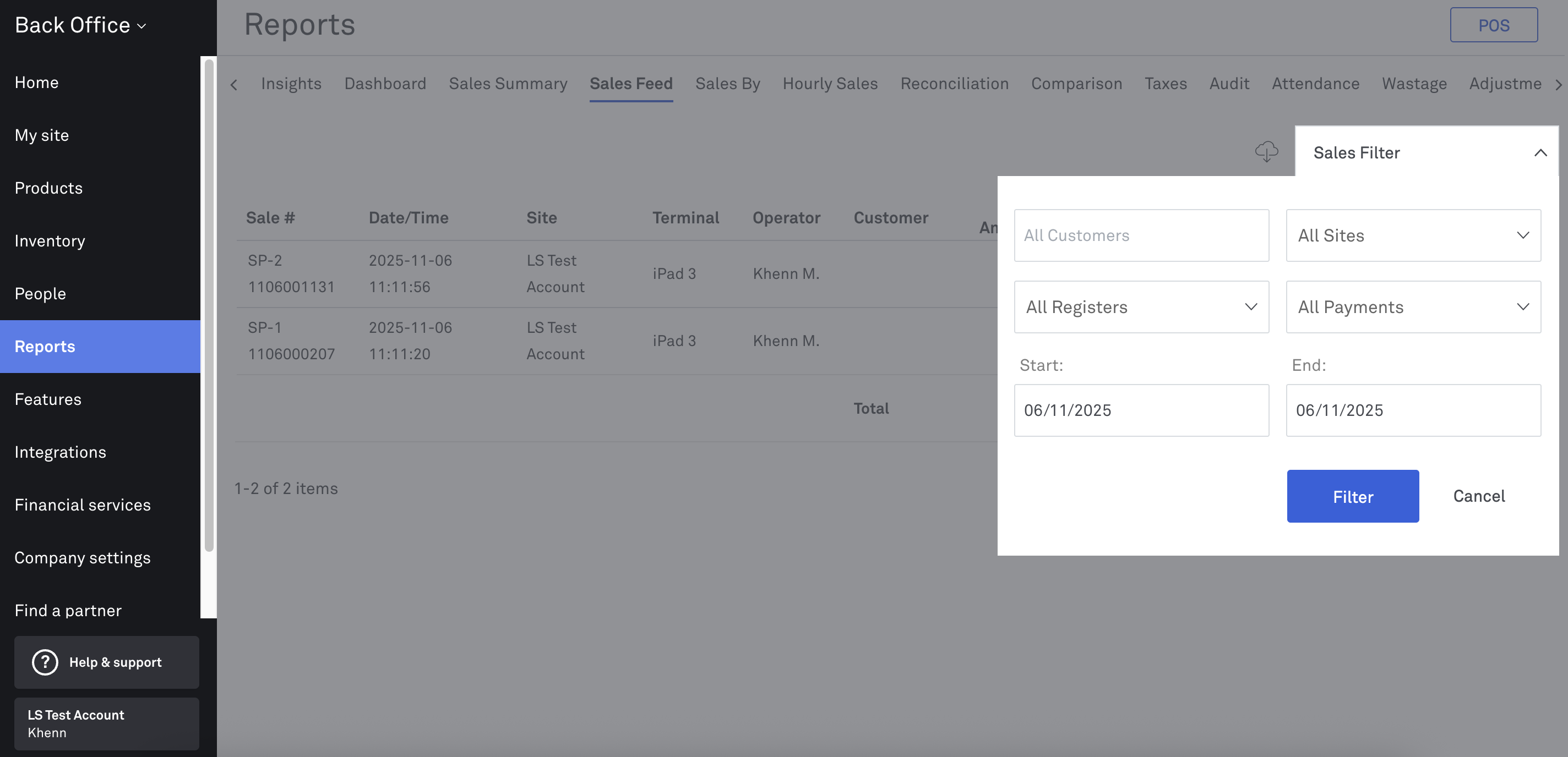 sales feed report_filter