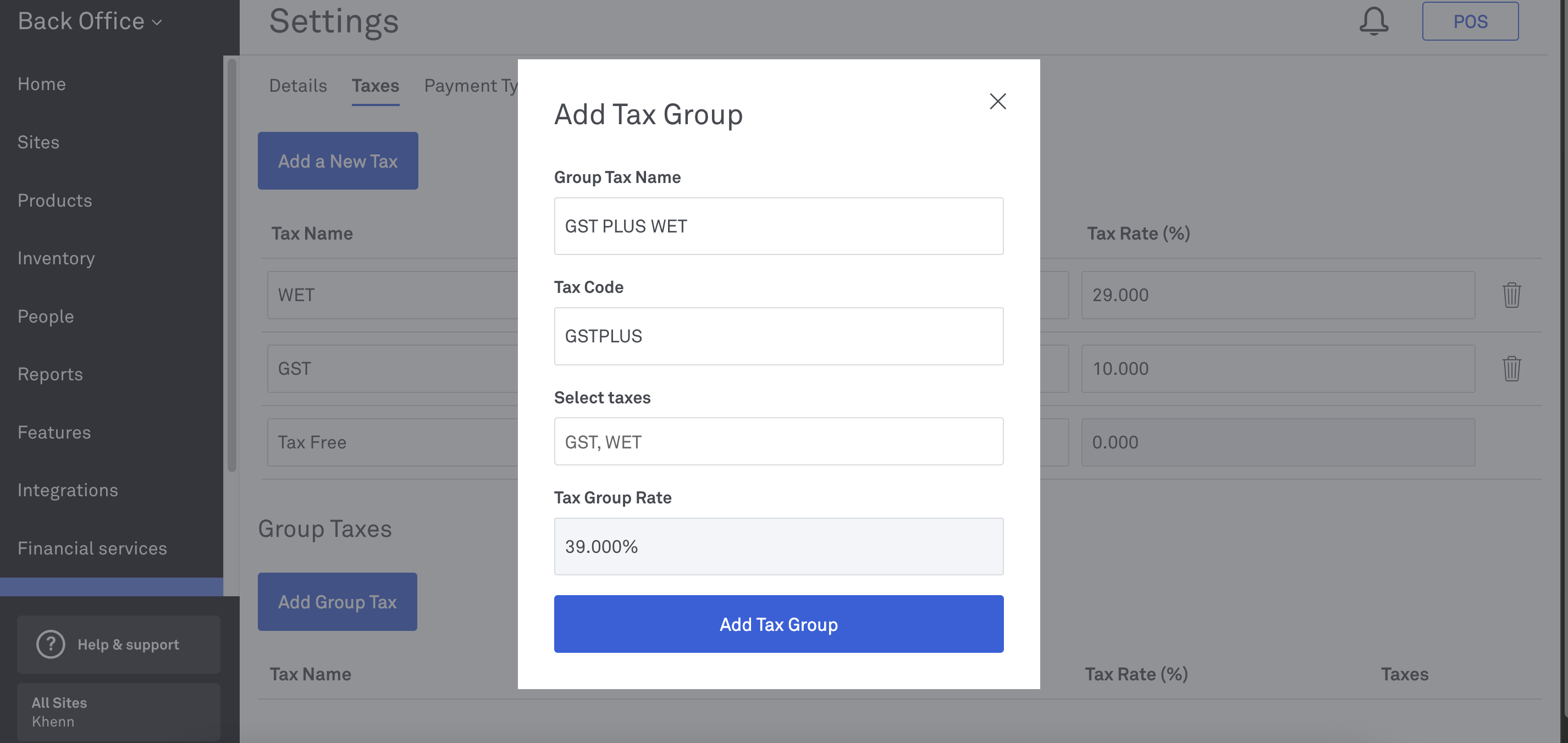 Add Group Tax_Back Office
