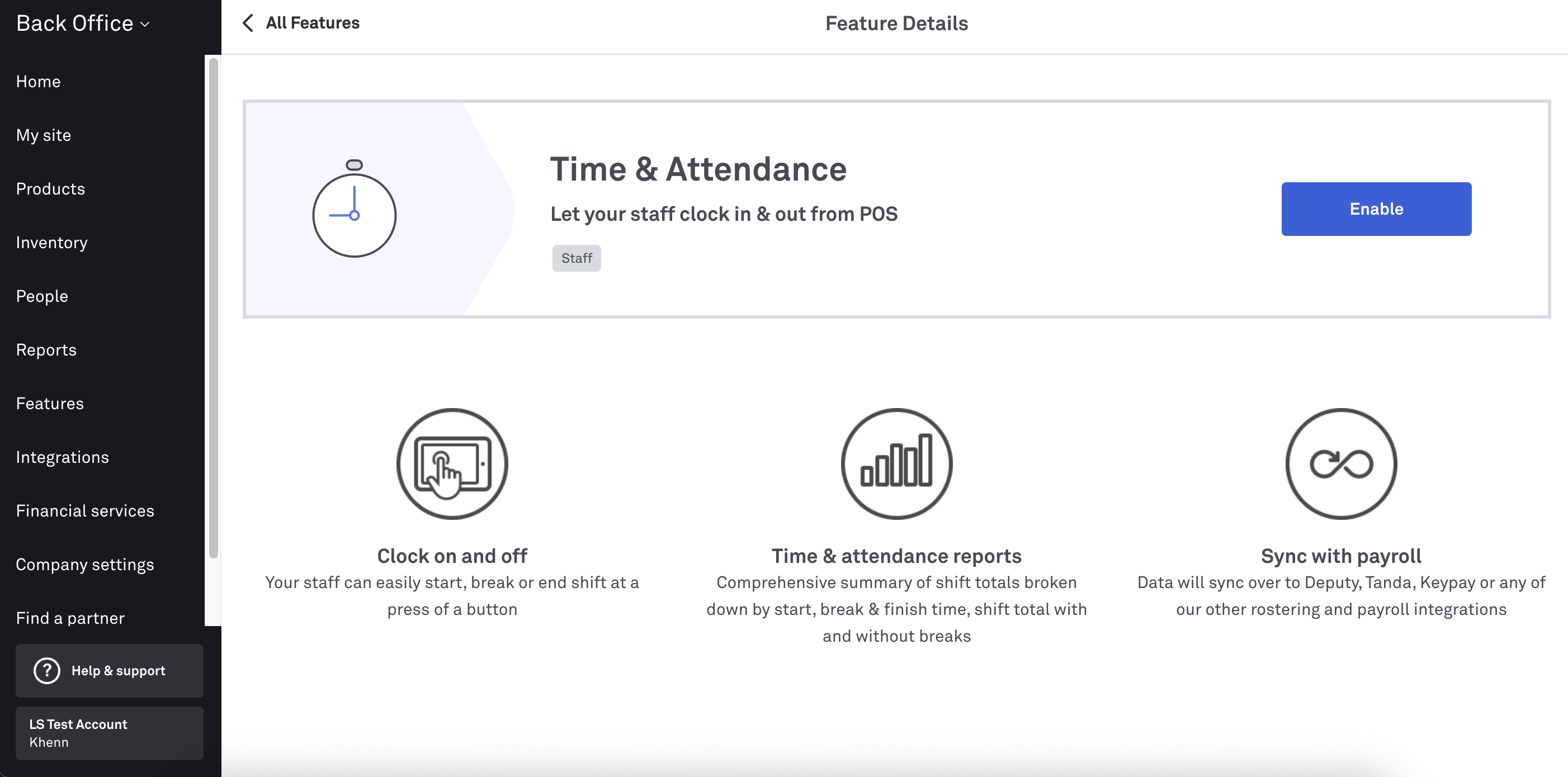 Enable time & attendance_Back Office