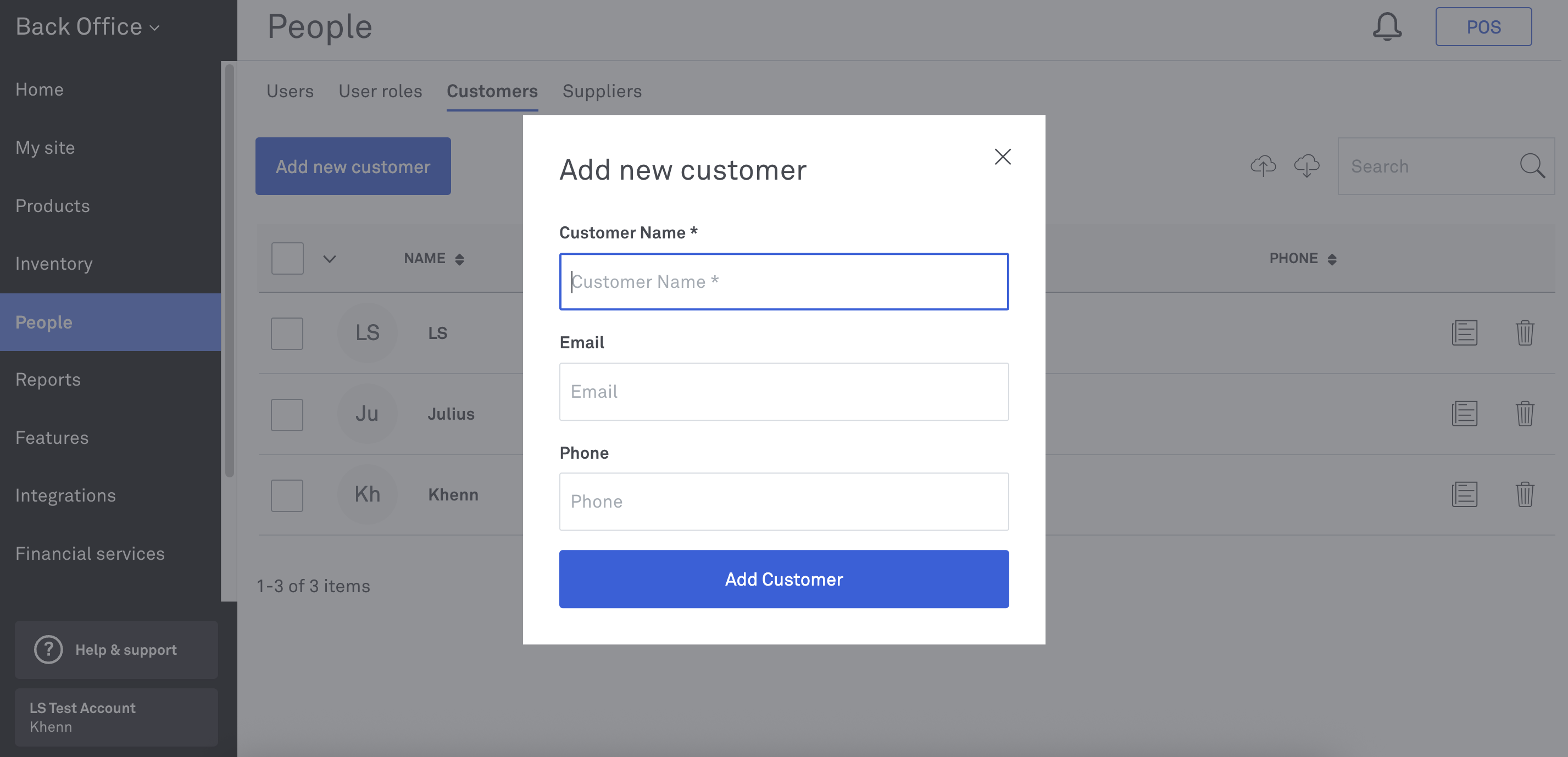 Add new customer section_Back Office