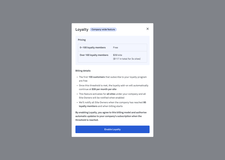 Enable modal Back Office_Lightspeed Loyalty