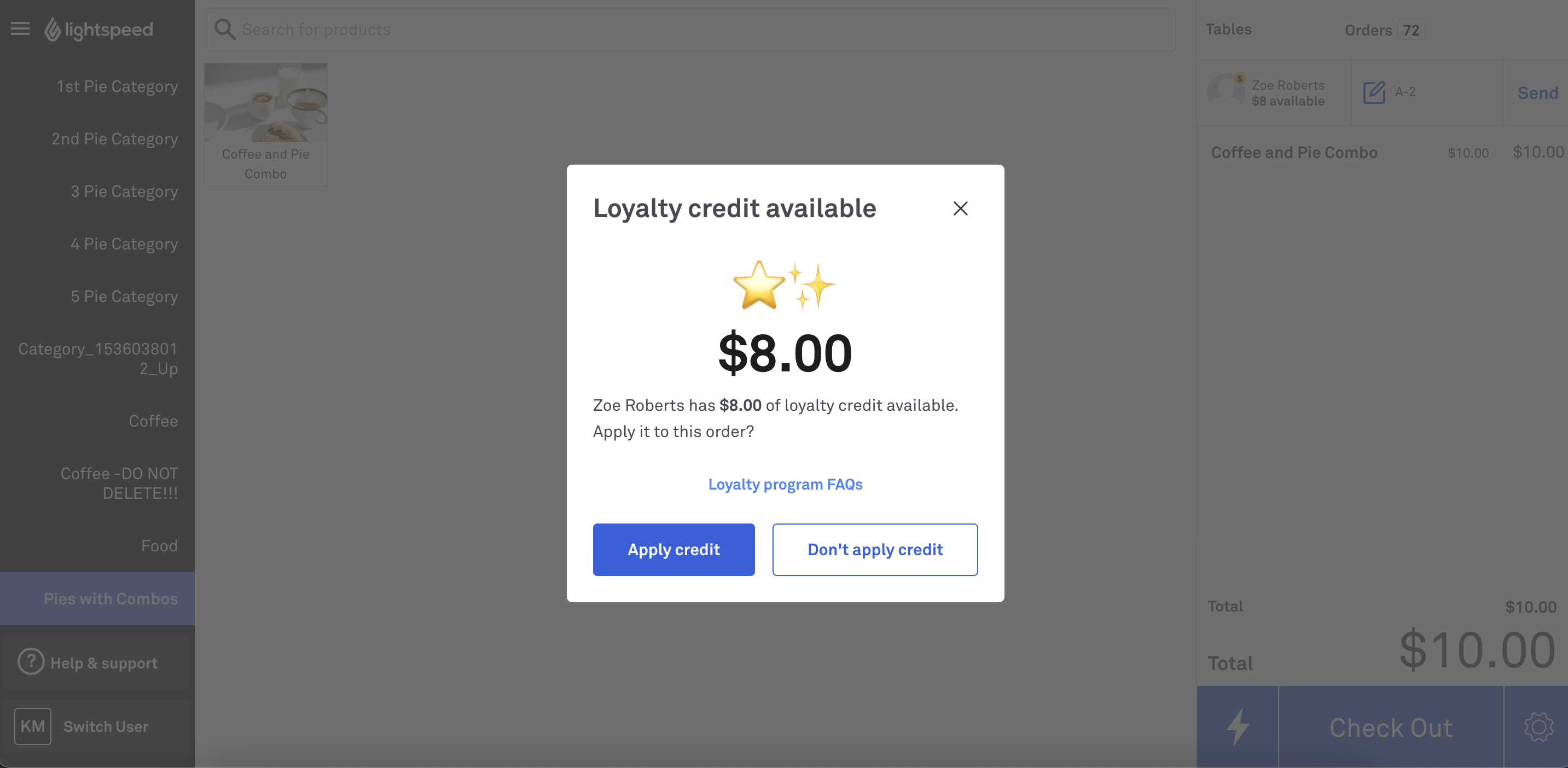 Loyalty credit prompt_POS