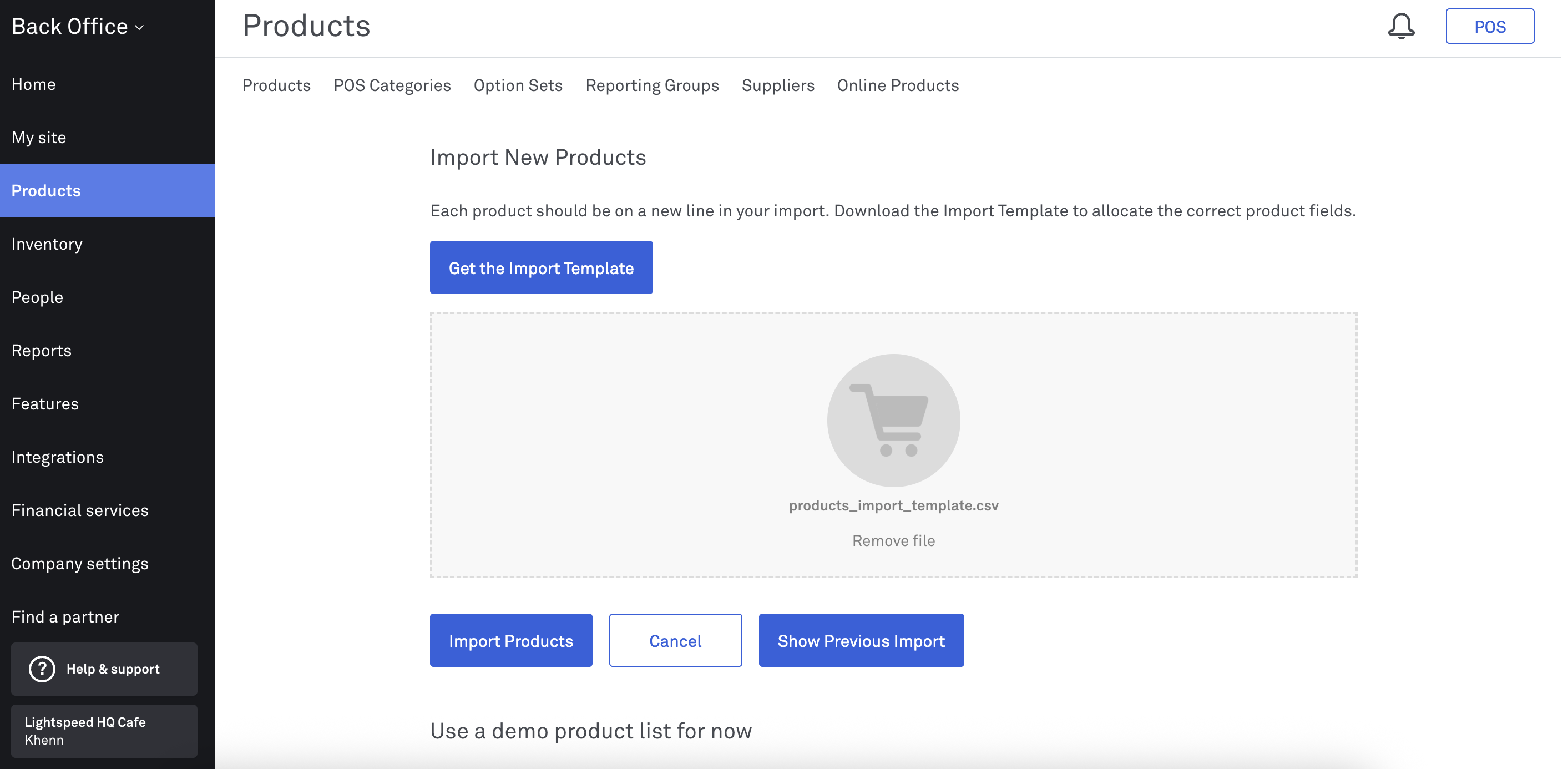 Import Products button_Back Office