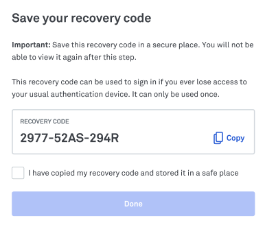 MFA recovery code