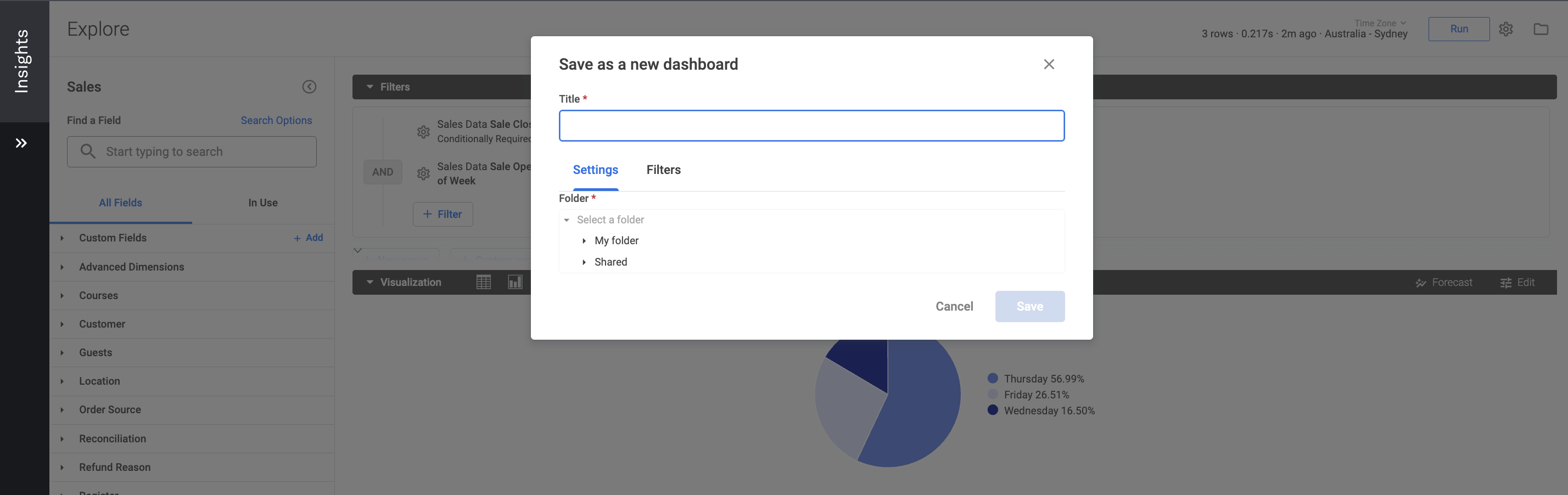 Lightspeed Insights custom save to existing dashboard