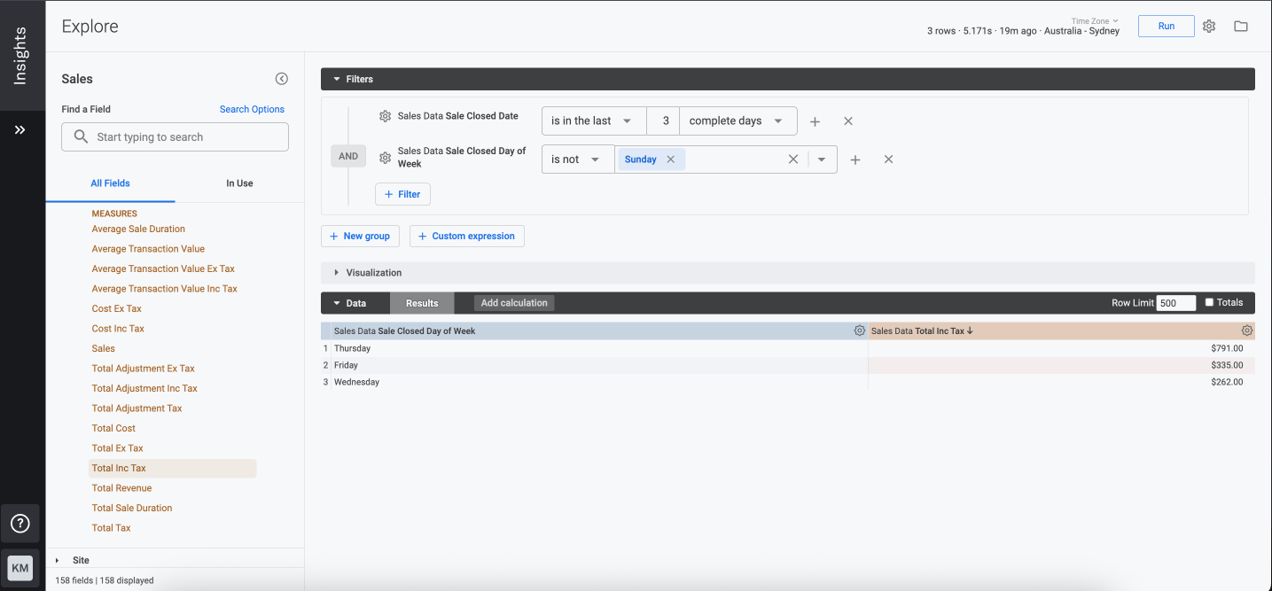 Lightspeed Insights custom measures options
