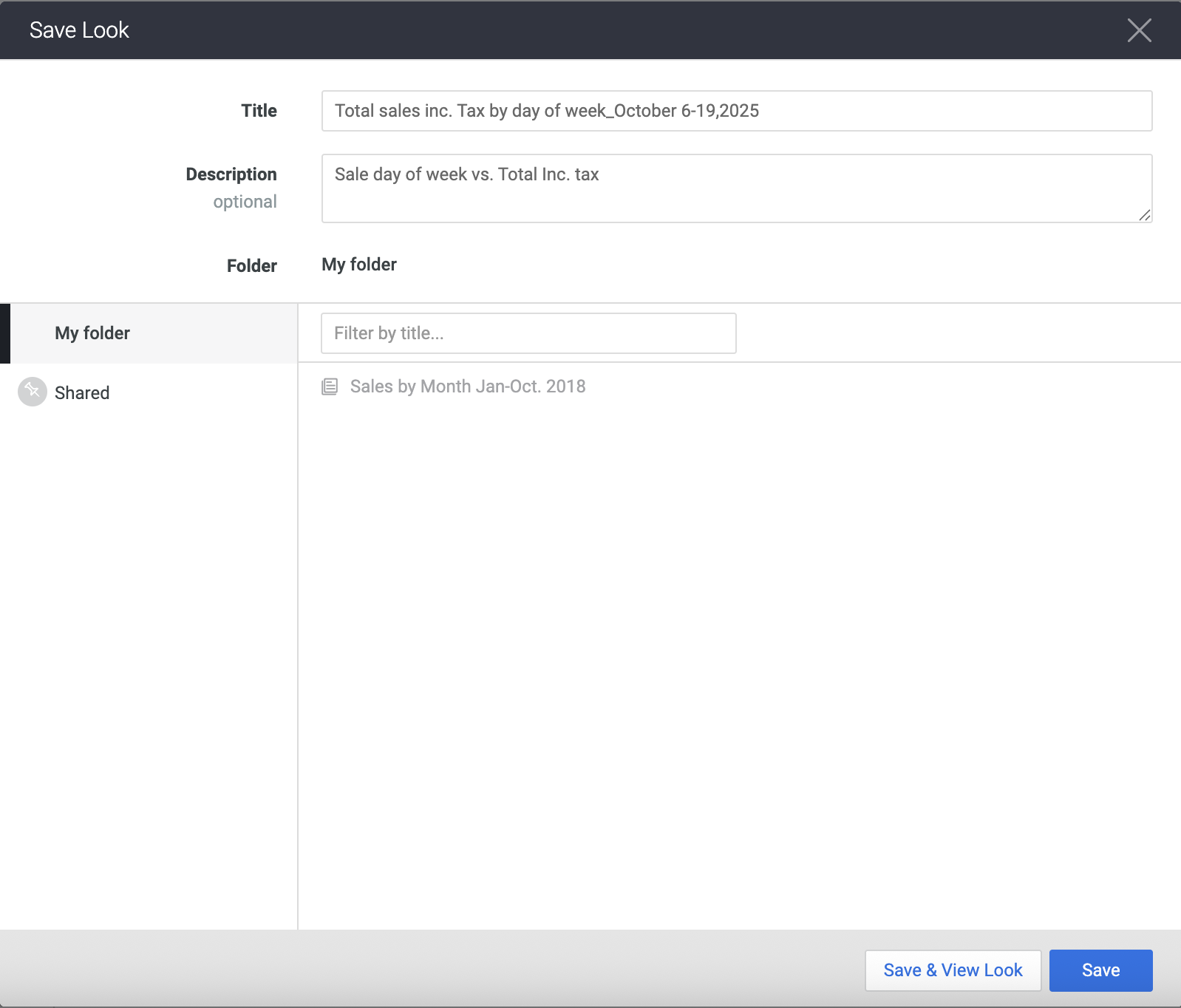 Lightspeed Insights custom report save look