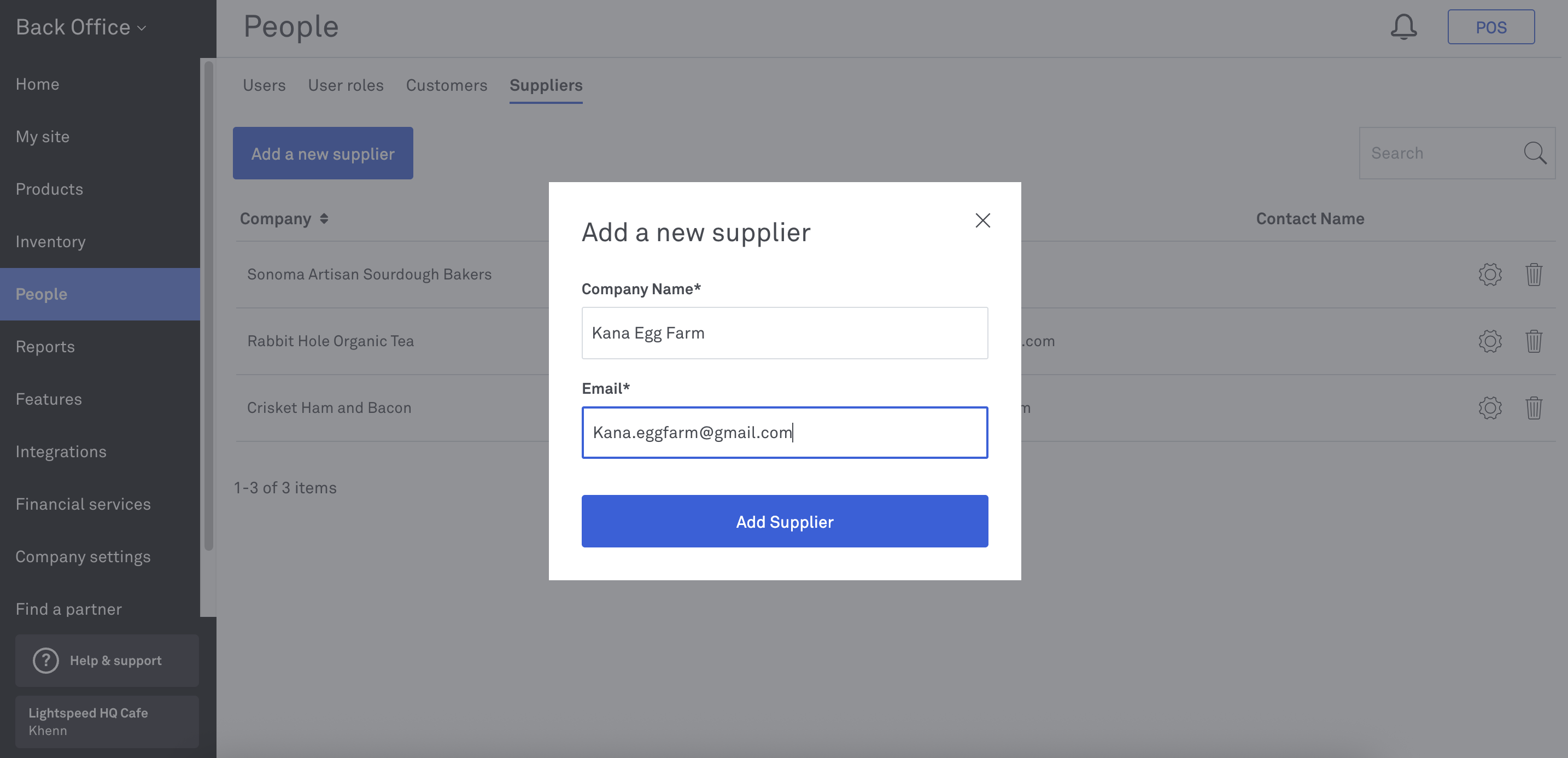 Add Supplier in Back Office