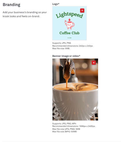 Lightspeed Kiosk branding section