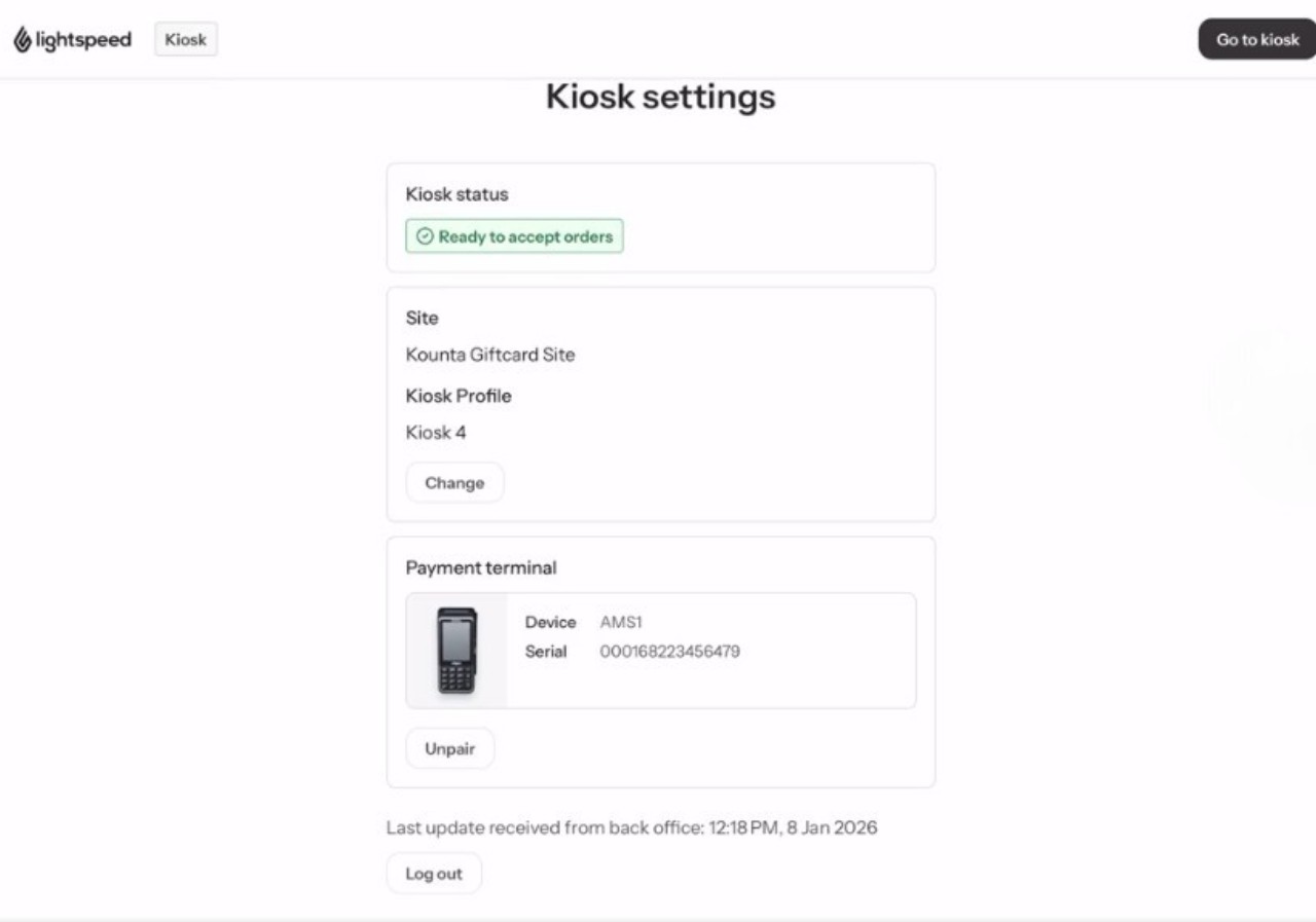 LS Kiosk Go to Kiosk button