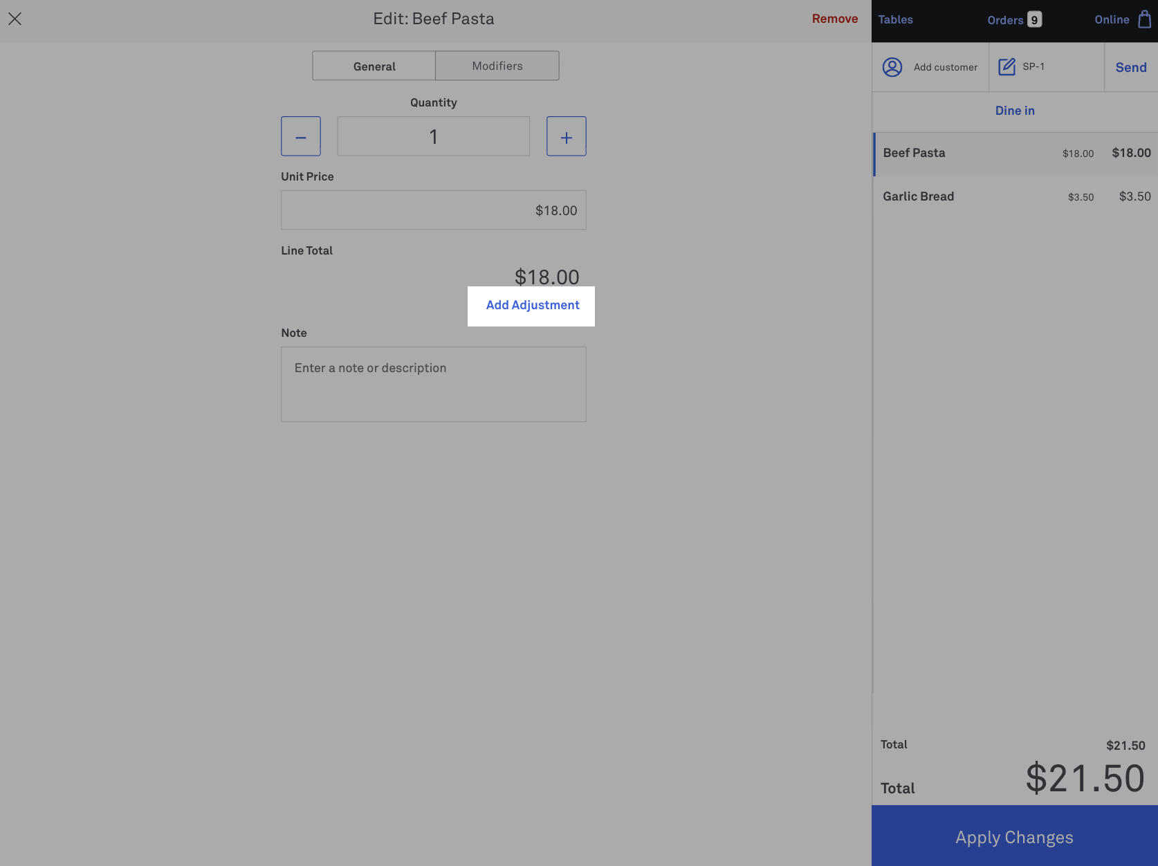 Add adjustment to individual product