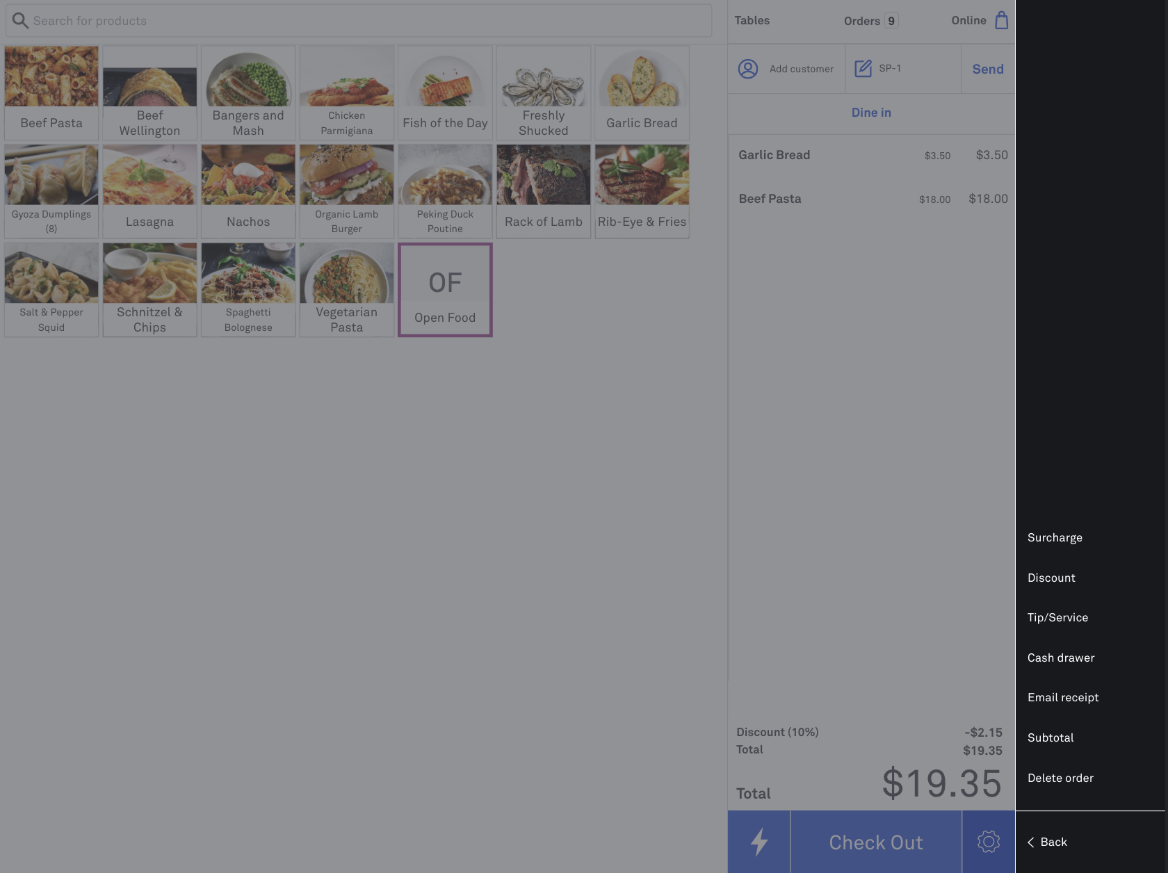 Discount and surcharge buttons in the POS